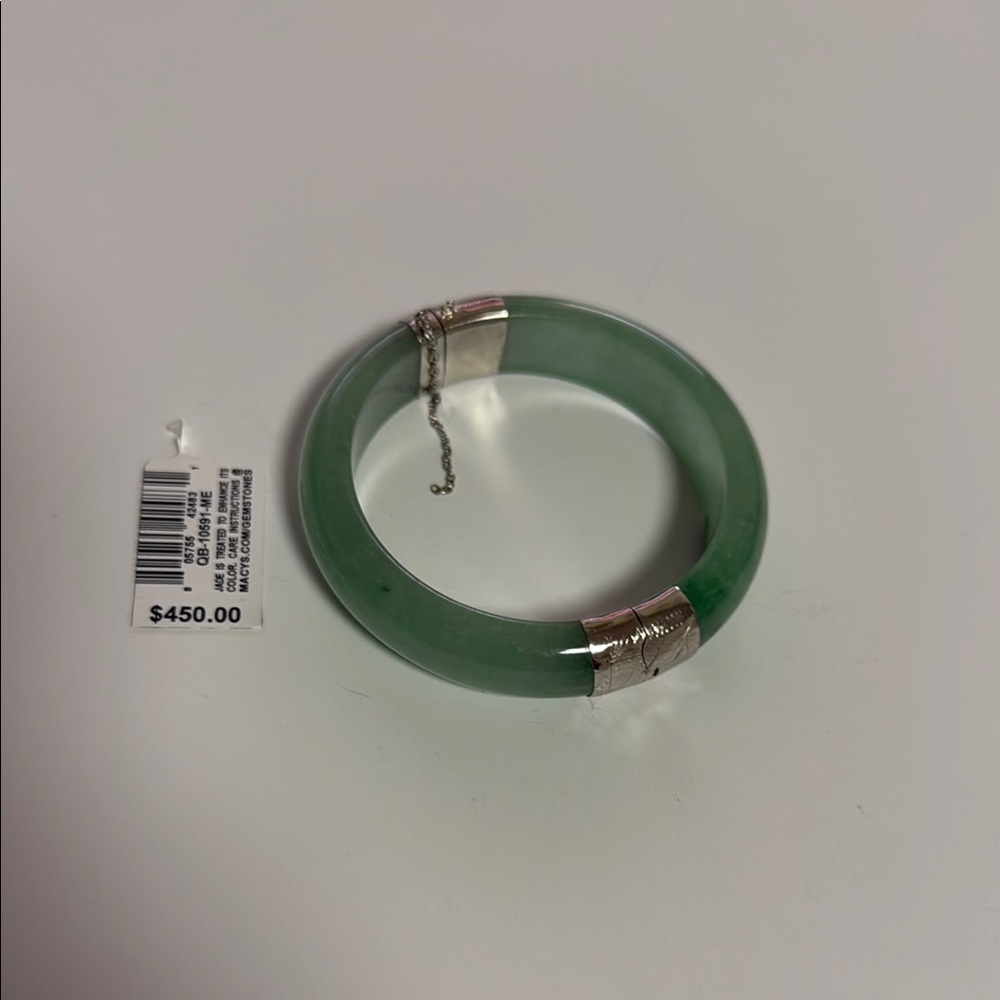 Green and Silver Bangle Bracelet